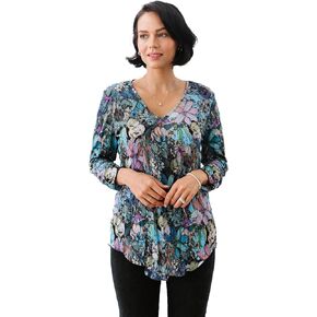 Printed Crinkle Mesh Blouse - Designer Hand-Finished Shirts for Women in Kuwait