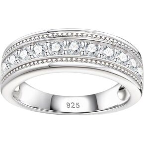 Mens Moissanite Wedding Rings 925 Sterling Silver Promise Wedding Band 1.25cttw D Color VVS1 Round Cut Size 8-13