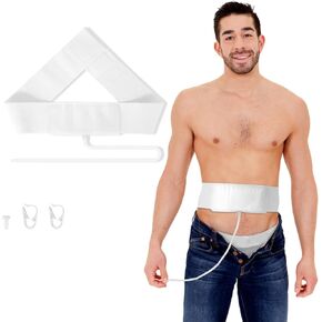 Portable 4oz Concealed Urine Test Kit – Comfortable 43'' Storage Belt for Tests, Travel, and Emergencies(White, Short)