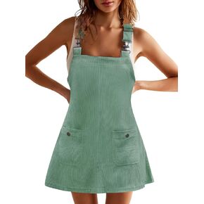 Women's Corduroy Overall Dress Adjustable Strap Jumper Mini Dresses with Pockets Summer Fashion Overalls 2025