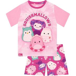 بيجامات Squishmallows ، بيجامات الفتيات القصيرة ، فتيات PJS للصيف ، مجموعة بيجاما قصيرة الأكمام ، الوردي 10