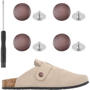 4pcs Replacement Rivets Compatible with Clogs Shoes, Easy Install Strap Button Rivets with Screwdriver and Screws for Footbed Clogs Shoes Women Men Accessories (Red Bronze)