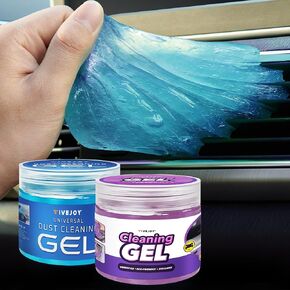 FiveJoy 2-Pack Car Cleaning Gel, Car Putty for Cleaning for Cars Interior, Car Cleaning Supplies- Reusable Durable, Auto Detailing Tools for Keyboard Vent Cleaner Slime Blue & Purple (320g/11.2oz)