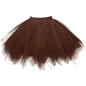 Boolavard Adult Women 80's Tutu Skirt Layered Tulle Petticoat Halloween Tutu
