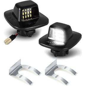 D-Lumina LED License Plate Light Tag Lamp Assembly Chrome Housing with Clip Retainer for 1988-1999 Chevy GMC Silverado Sierra C/K Series 1500 2500 3500 Suburban Blazer Tahoe Yukon Sonoma, Pack of 2