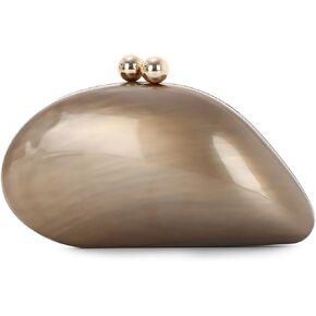 SUKUTU Acrylic Shell Shaped Bag Luxury Evening Clutch Bag Glitter Marble Handbag with Chain for Prom Wedding Party Cocktail