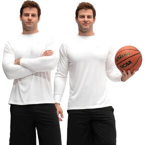 KISTA 2 Pack Men's Long Sleeve Quick Dry Shirts UPF 50+ Garage Garden Fishing Running Lightweight Homewear