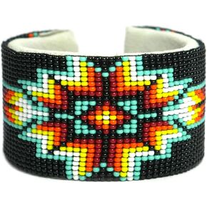 Handmade Beaded leather Cuff bracelet, Bohemian bracelet, women's bracelet, native bracelet, bangle, western, aztec bracelet,Adjustable