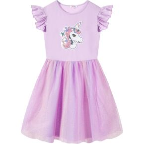 Girls Tulle Dresses Toddler Ruffle Sleeve Sparkle Tutu Dress Kids Clothes Party Gifts Outfits