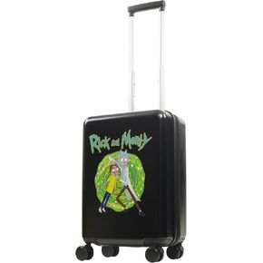 FUL Rick and Morty 22.5 Inch Carry-On Luggage, Hardshell Rolling Suitcase with Spinner Wheels, Black, Medium
