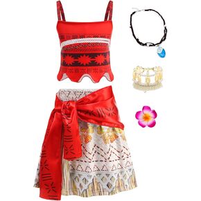 Moana Dress for Girls,Moana Costume for Girls for Halloween Cosplay Daily Play Princess Party Christmas Carnival