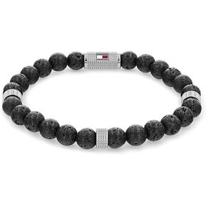 Tommy Hilfiger Men's Jewelry Wood Beaded Bracelet Color: Black (Model: 2790323) in Saudi Arabia