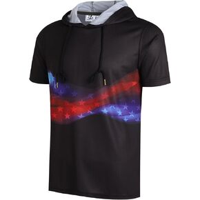 Pullonsy Men's Short Sleeve Hoodies Dry Fit Lightweight Soft Hooded T-Shirt Athletic Pullover Tops in Kuwait