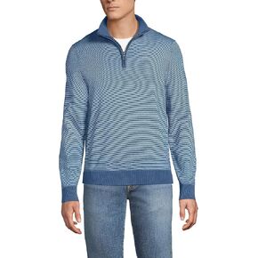 Lands' End Men's Long Sleeve Fine Gauge Cotton Quarter Zip Sweater