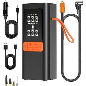 Tire Inflator Portable Air Compressor, TOKANI Cordless Air Pump for Car Tires, Electric Tire Inflator with Digital Pressure Gauge for Car, Motorcycle, Bike, Balls and More