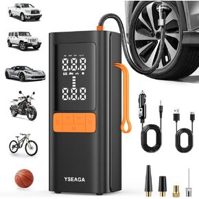 Tire Inflator Portable Air Compressor, 5X Faster 150PSI Car Tire Air Pump for Inflatables, 12V DC Wireless Tire Inflator with LED light/Digital Pressure Gauge, for Car/Motorcycles/Bicycles/Balls