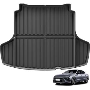 Smabee Original 2025 Sonata Cargo Liner ، ملاءمة مخصصة لعام 2021-2025 KIA K5 / 2020-2025 Hyundai Sonata N-Line Hybrid All Weather Trunk Mat ، TPE 2025 Sonata K5 Excessories Mat Mat Black