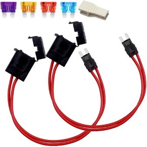2PCS 12-24V 16 AWG CAR CAR CAR Security Fuse Holder Connector Small Blade Type Fuse Holder لألواح Fusebox مع فتيل شفرة 4pcs (3/5/10/15AMP)