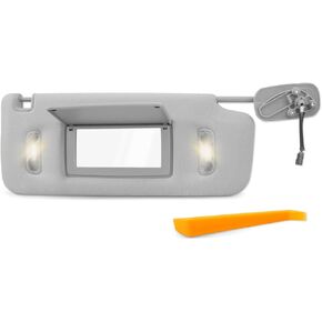 Left Driver Side Sun Visor with LED Lights Fit for GMC Sierra/Sierra Denali 1500 2500 3500 Chevrolet Silverado 1500 2500 3500 2014-2019, Replace 23459655 (Gray)