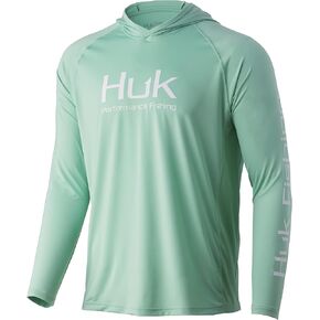 HUK mens Pursuit Hoodie | Performance Long-sleeve +30 UPF Shirt, Fresh Salmon, Large US in Kuwait