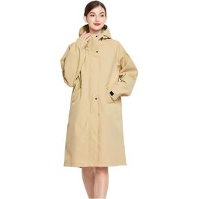 Freesmily Women Long Raincoat Rain Jacket Coat with Hood Zipper