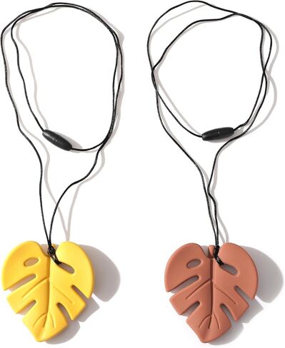2Pcs Leaf Silicone Necklaces - Emotional Calming Supplies,Silicone Sensory Necklaces,Reduce Fidgeting Necklace in Saudi Arabia