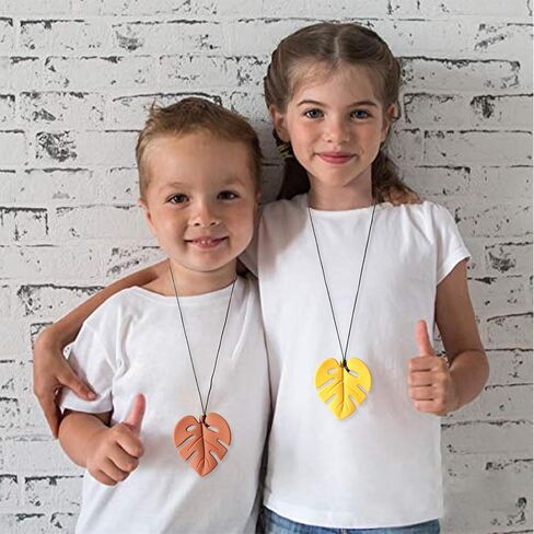 2Pcs Leaf Silicone Necklaces - Emotional Calming Supplies,Silicone Sensory Necklaces,Reduce Fidgeting Necklace in Saudi Arabia