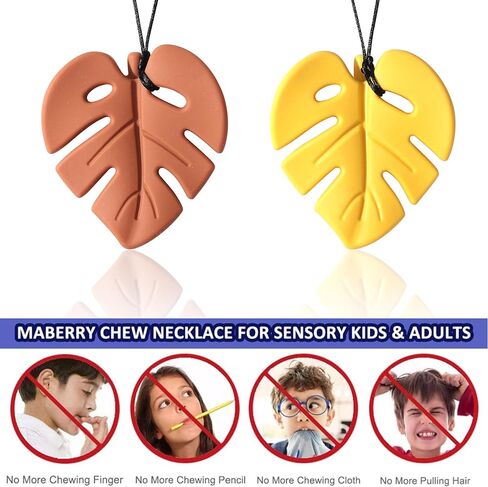 2Pcs Leaf Silicone Necklaces - Emotional Calming Supplies,Silicone Sensory Necklaces,Reduce Fidgeting Necklace in Saudi Arabia
