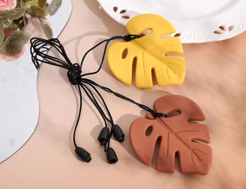 2Pcs Leaf Silicone Necklaces - Emotional Calming Supplies,Silicone Sensory Necklaces,Reduce Fidgeting Necklace in Saudi Arabia