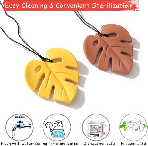 2Pcs Leaf Silicone Necklaces - Emotional Calming Supplies,Silicone Sensory Necklaces,Reduce Fidgeting Necklace in Saudi Arabia