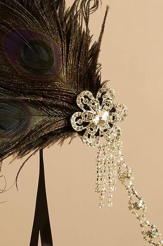 Babeyond 1920s Flapper Feather Beadband Roaring 20s Showgirl Great Gatsby Headpiece in Saudi Arabia