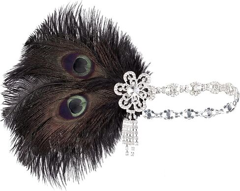 Babeyond 1920s Flapper Feather Beadband Roaring 20s Showgirl Great Gatsby Headpiece in Saudi Arabia