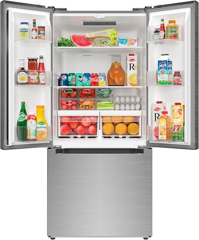 KoolMore RS-FR22 Counter Depth 22.5 Cu.Ft French Door Refrigerator with Automatic Ice Maker Stainless-Steel Fridge, Silver in Kuwait