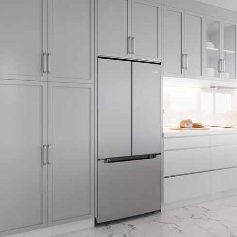 KoolMore RS-FR22 Counter Depth 22.5 Cu.Ft French Door Refrigerator with Automatic Ice Maker Stainless-Steel Fridge, Silver in Kuwait