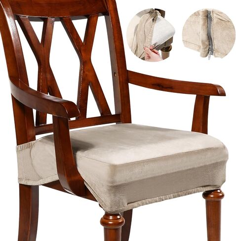 Havawish Large Velvet Dining Room Chair Seat Covers with Armrest Dining Chair Slip Covers Protectors (Black) in Saudi Arabia