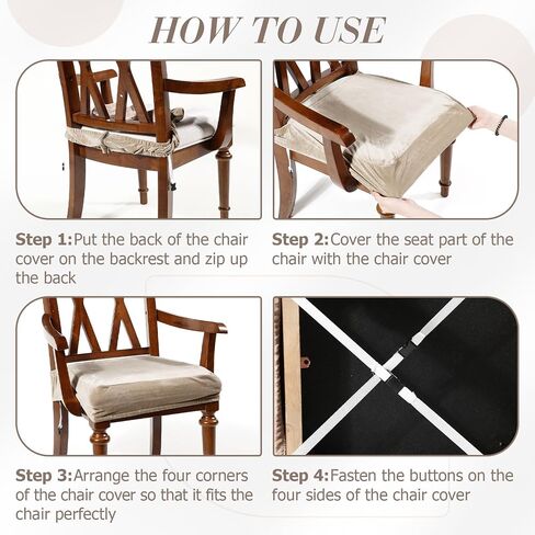 Havawish Large Velvet Dining Room Chair Seat Covers with Armrest Dining Chair Slip Covers Protectors (Black) in Saudi Arabia