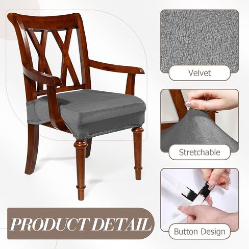 Havawish Large Velvet Dining Room Chair Seat Covers with Armrest Dining Chair Slip Covers Protectors (Black) in Saudi Arabia