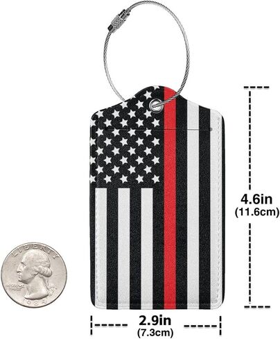 2 PCS Firefighter Flag Luggage Tag for Accase ، Thin Red Line Tag ، حلقة فولاذية مع ملصق معرف غلاف الخصوص in Kuwait