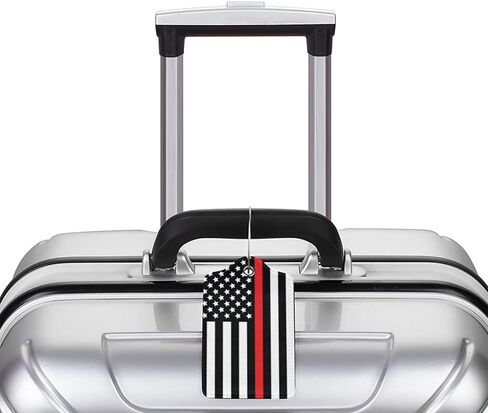 2 PCS Firefighter Flag Luggage Tag for Accase ، Thin Red Line Tag ، حلقة فولاذية مع ملصق معرف غلاف الخصوص in Kuwait