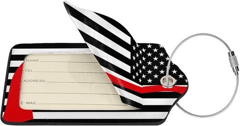 2 PCS Firefighter Flag Luggage Tag for Accase ، Thin Red Line Tag ، حلقة فولاذية مع ملصق معرف غلاف الخصوص in Kuwait