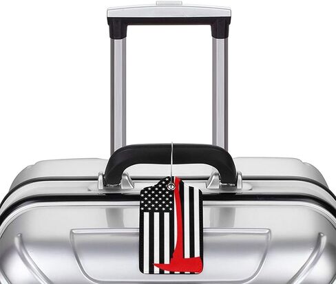 2 PCS Firefighter Flag Luggage Tag for Accase ، Thin Red Line Tag ، حلقة فولاذية مع ملصق معرف غلاف الخصوص in Kuwait