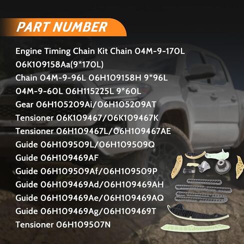 مجموعة سلسلة توقيت المحرك 06K109158AA 06H109467L لعام 2008-2013 A3 A4 A5 A6 Q5 2.0T TFSI EOS GTI 2.0L L4 فقط in Kuwait