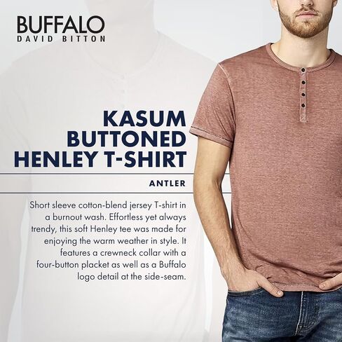 Buffalo David Bitton mens Short Sleeve Kasum Henley Shirt, Antler, XX-Large US in Saudi Arabia