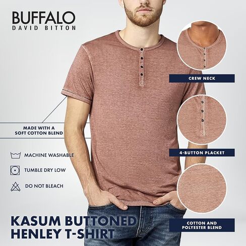 Buffalo David Bitton mens Short Sleeve Kasum Henley Shirt, Antler, XX-Large US in Saudi Arabia