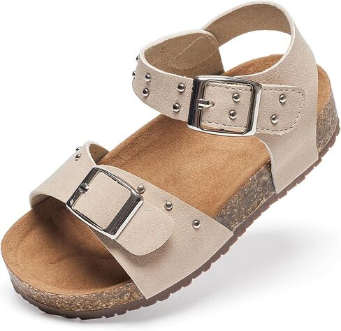 Felix & Flora Toddler Girls Sandals Flower Girl Cork Footbed Open Toe Comfort Princess Summer Flat Shoes in Saudi Arabia