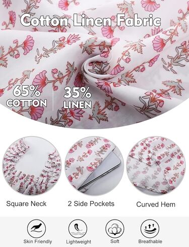 Flygo Nightgowns for Women Ruffle Sleeveless House Dresses Floral Print Sleep Dress Nightdress Sleepwear with Pockets in Saudi Arabia