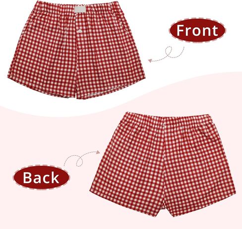 Y2K Boxer Shorts for Womens Low Waist Plaid Lounge Shorts Elastic Cute Gingham Pajamas Bottoms in Kuwait