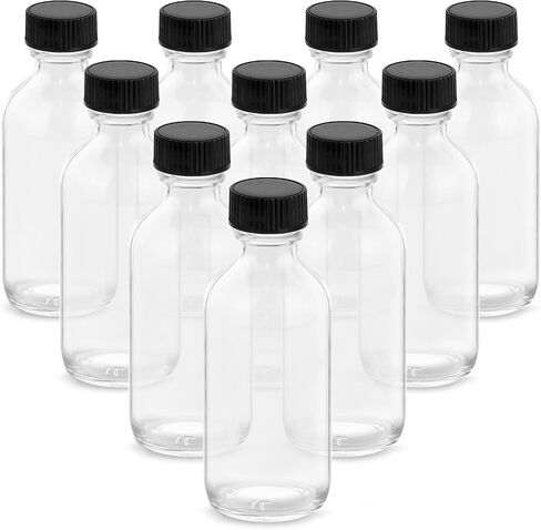 4OZ Small Glass Bottles with Lids and Funnels, 120ml Boston Round Glass Bottles, Leak Proof Mini Travel Bottles, Perfect for Diy Essential Oils, Hot Sauce and Juices, 6 Pack Clear in Saudi Arabia