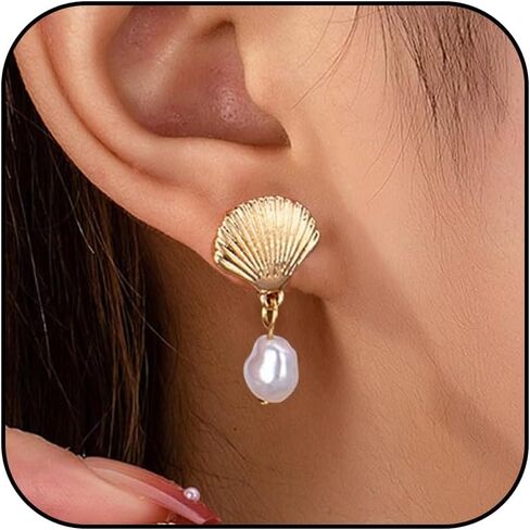 Starfish Shell Earrings Beach Jewelry for Women Lightweight Elegant Pearl Drop SeaShell Beach Earrings with Nautical Charm for Summer Vacations Coastal Accessories in Saudi Arabia