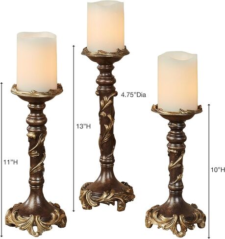 Vina Elegante Victorian Style Gold Candleholders | Traditional Centerpiece Decor with Acanthus Leaves Design | Holds Pillar or Taper Candles in Saudi Arabia